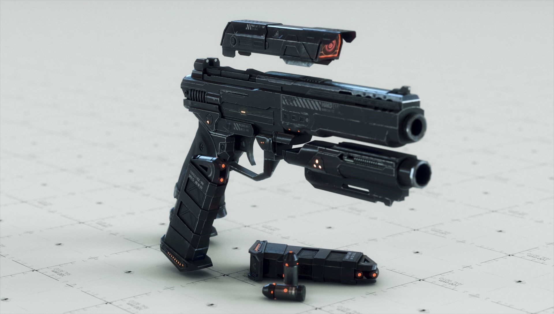 Gun and Boxes SciFi - PBR 3D Asset Kit Low-poly 3D model_20