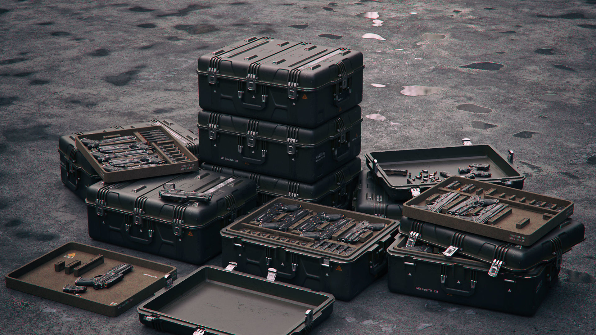 Gun and Boxes SciFi - PBR 3D Asset Kit Low-poly 3D model_31