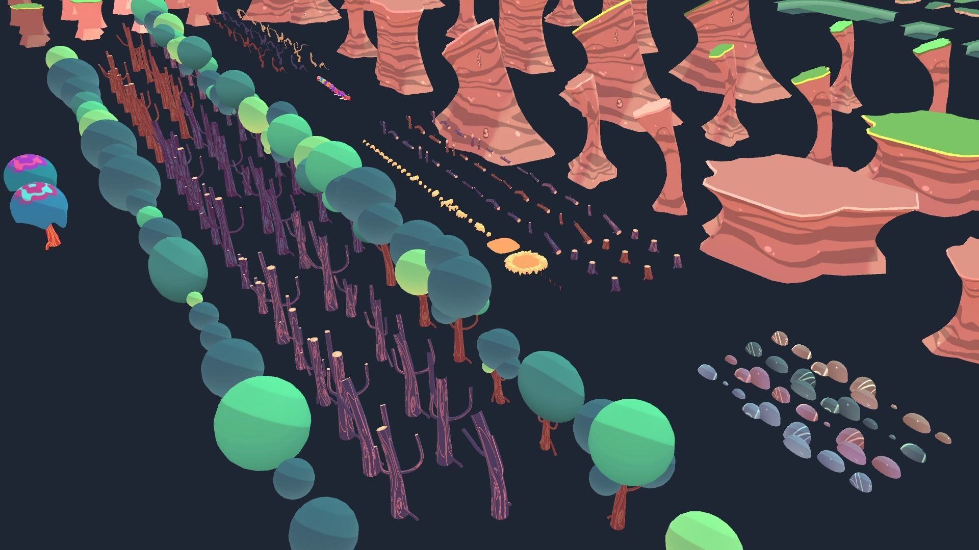 Cartoon forest kit Low-poly 3D model_3