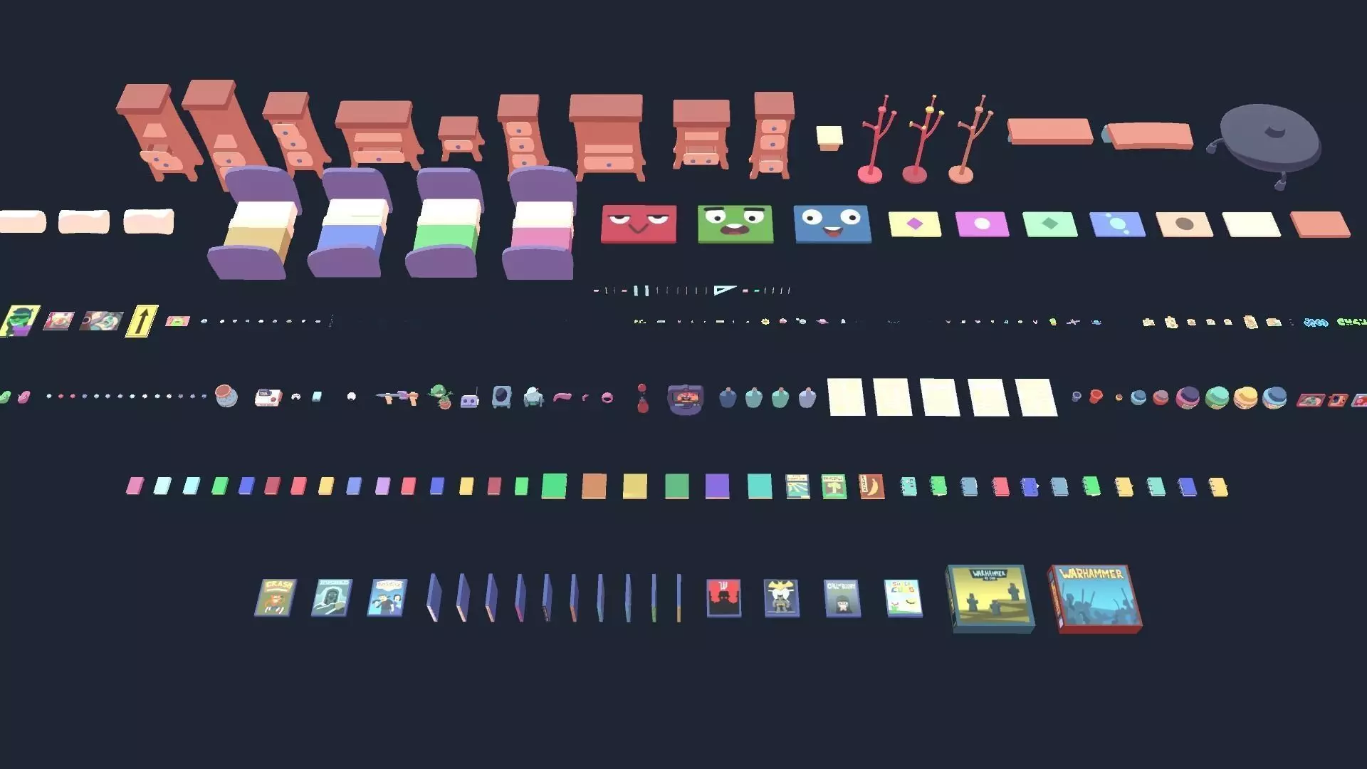 Cartoon room assets Low-poly 3D model