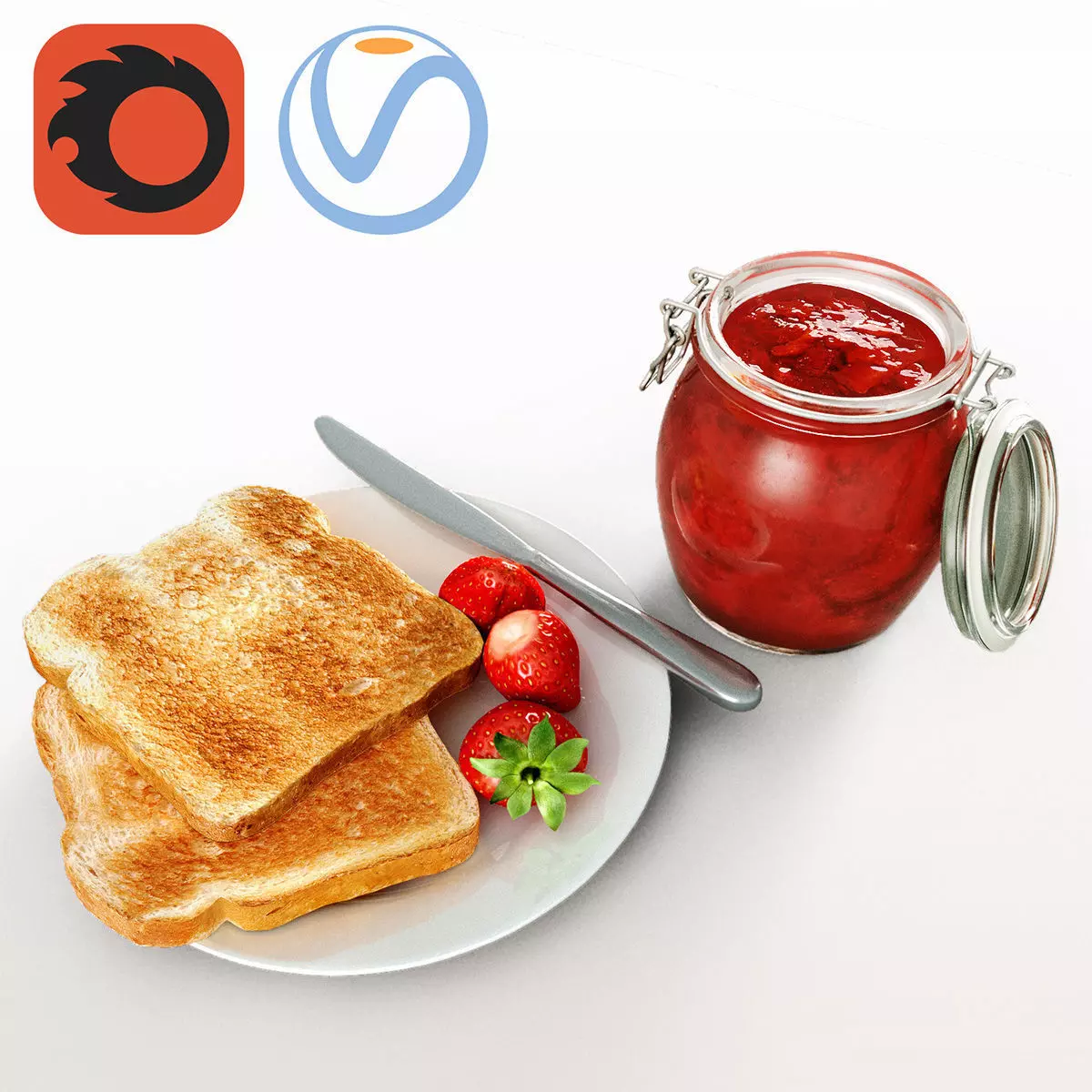 jam set strawberry 3D model_0