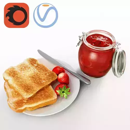 jam set strawberry 3D model