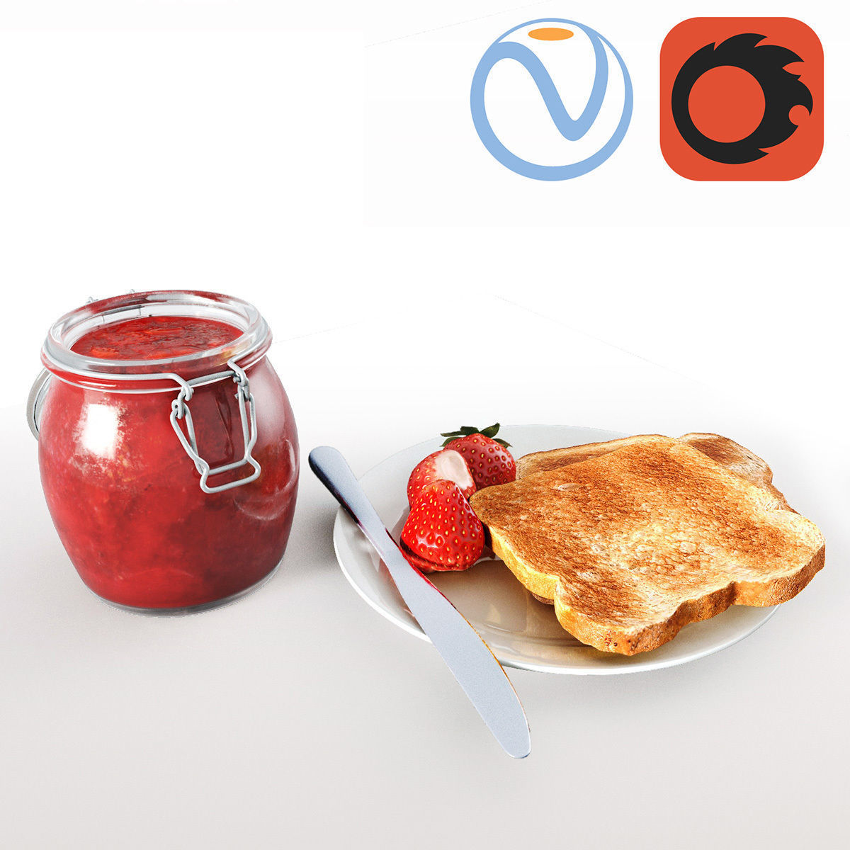 jam set strawberry 3D model_1