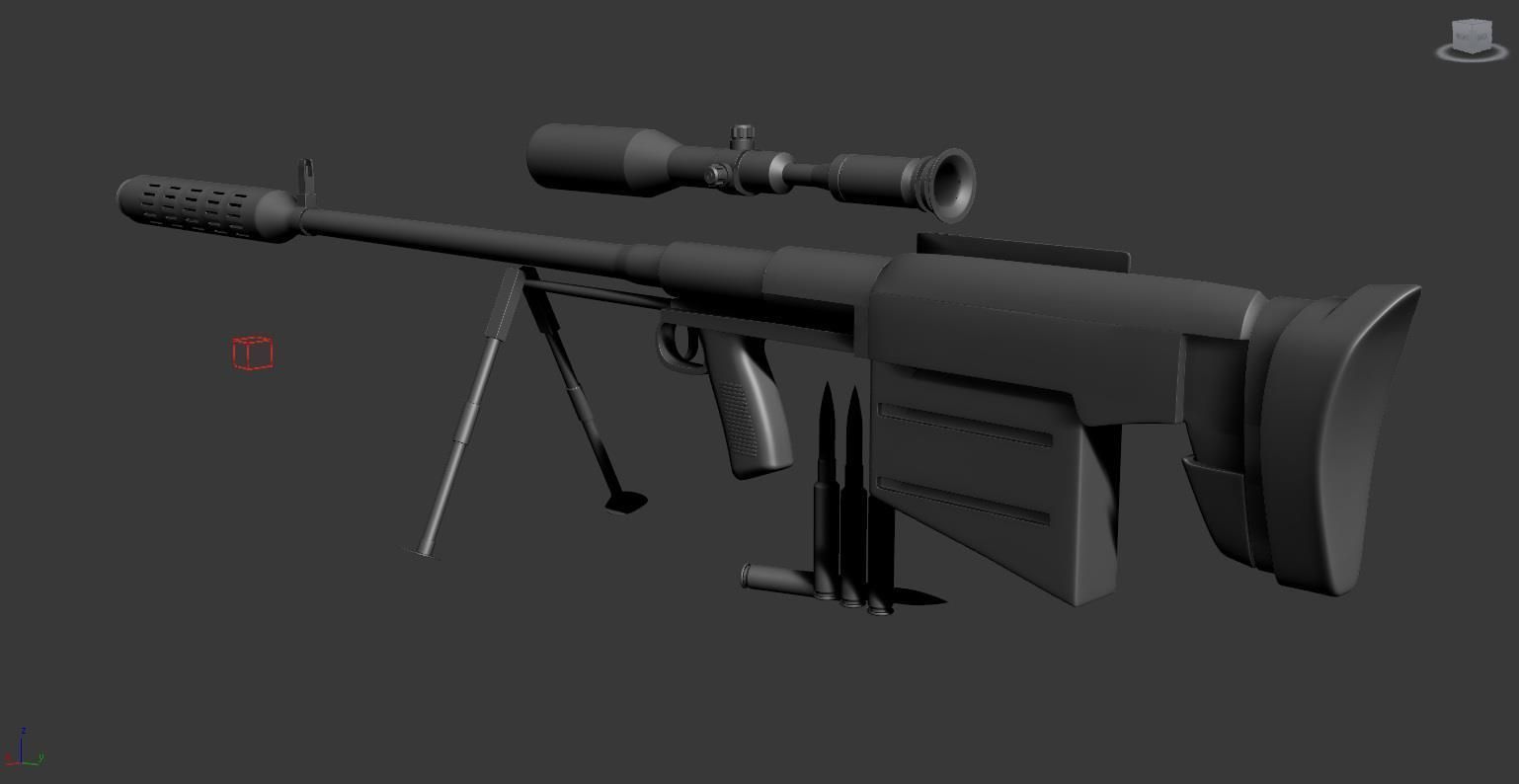 Ksvk Sniper Rifle Low-poly 3D model_5