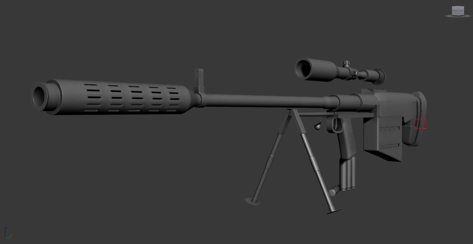 Ksvk Sniper Rifle Low-poly 3D model_4