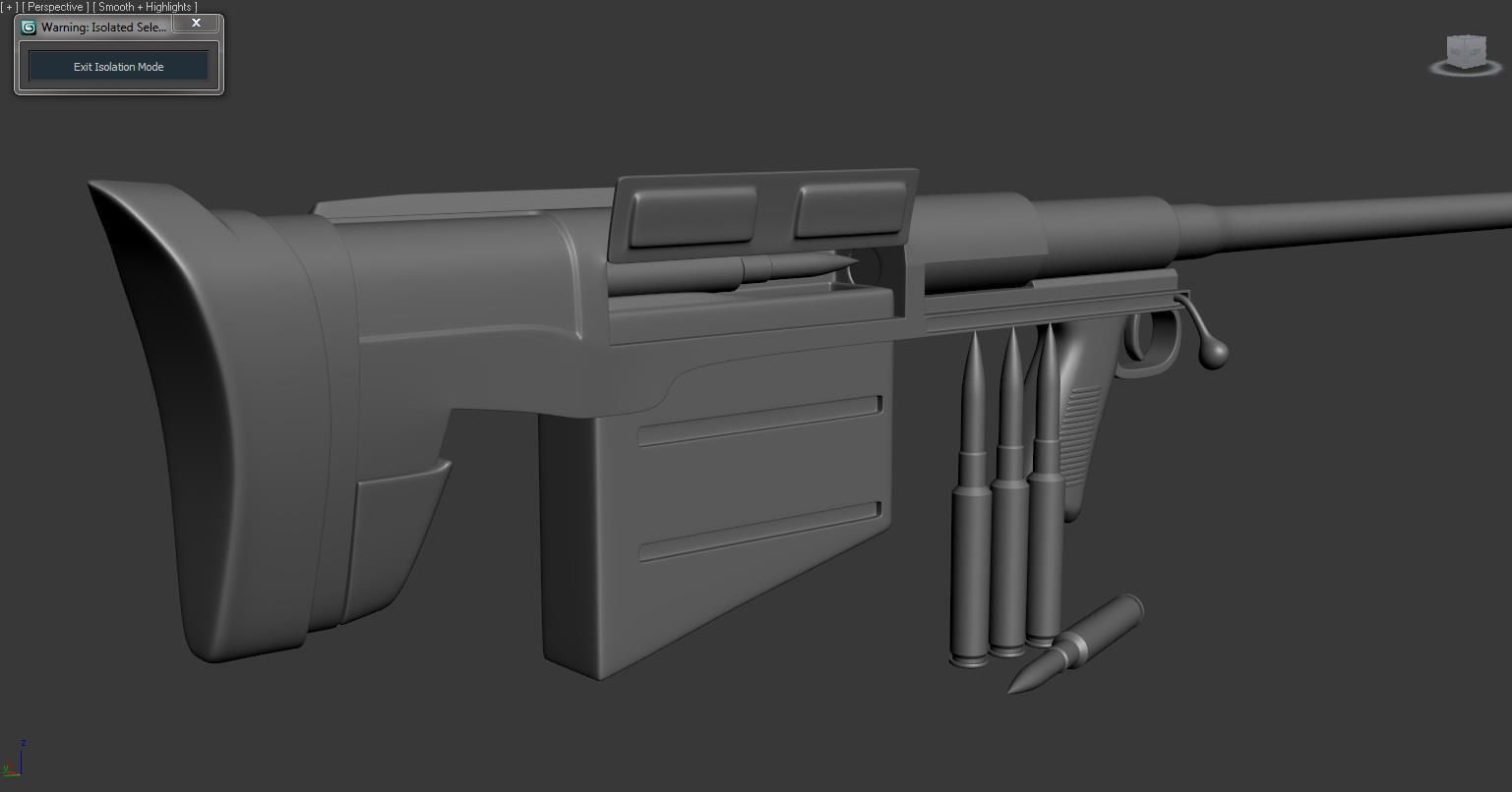 Ksvk Sniper Rifle Low-poly 3D model_6