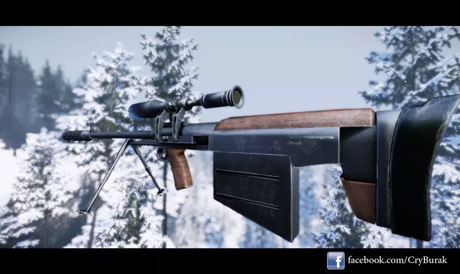 Ksvk Sniper Rifle Low-poly 3D model_0