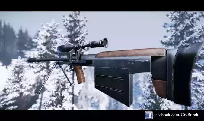 Ksvk Sniper Rifle Low-poly 3D model