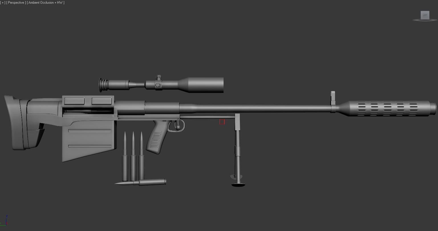 Ksvk Sniper Rifle Low-poly 3D model_7