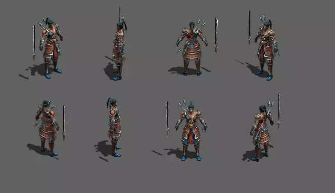 Japanese samurai Ninja Low-poly 3D model