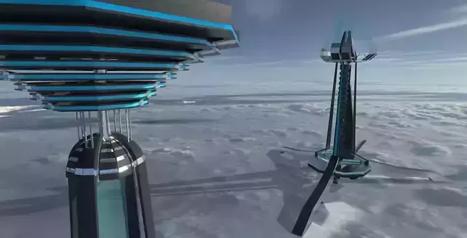 SCIFI Tower Building - PBR  Game-Ready Low-poly 3D model