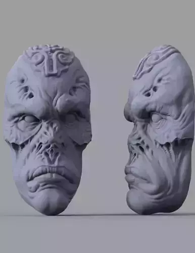 Alien 1 skull with two faces