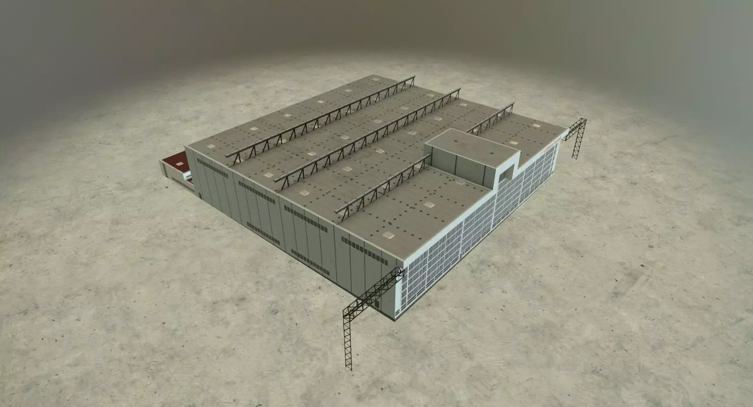 EDDB Hangar 1 Low-poly 3D model_0