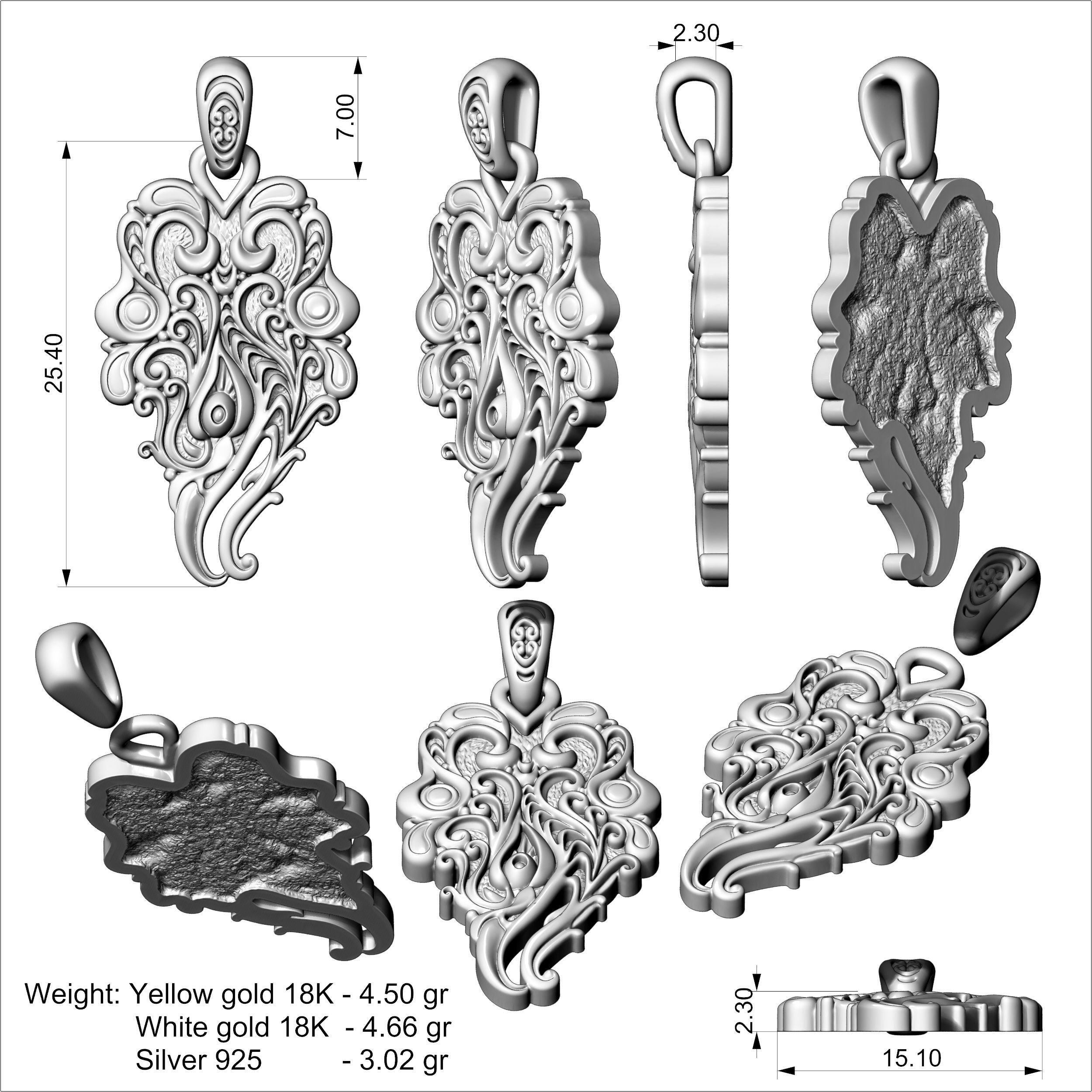 Scythian Gryphon Pendant 3D print model_7