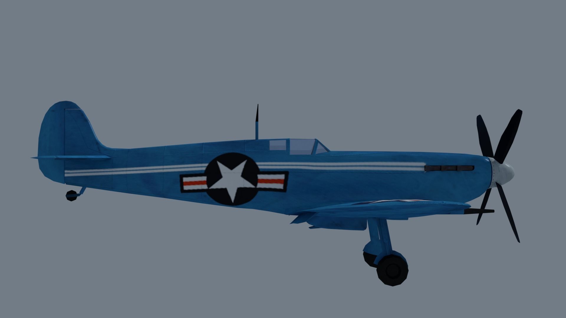 Spitfire low-poly 3D model Low-poly 3D model_7