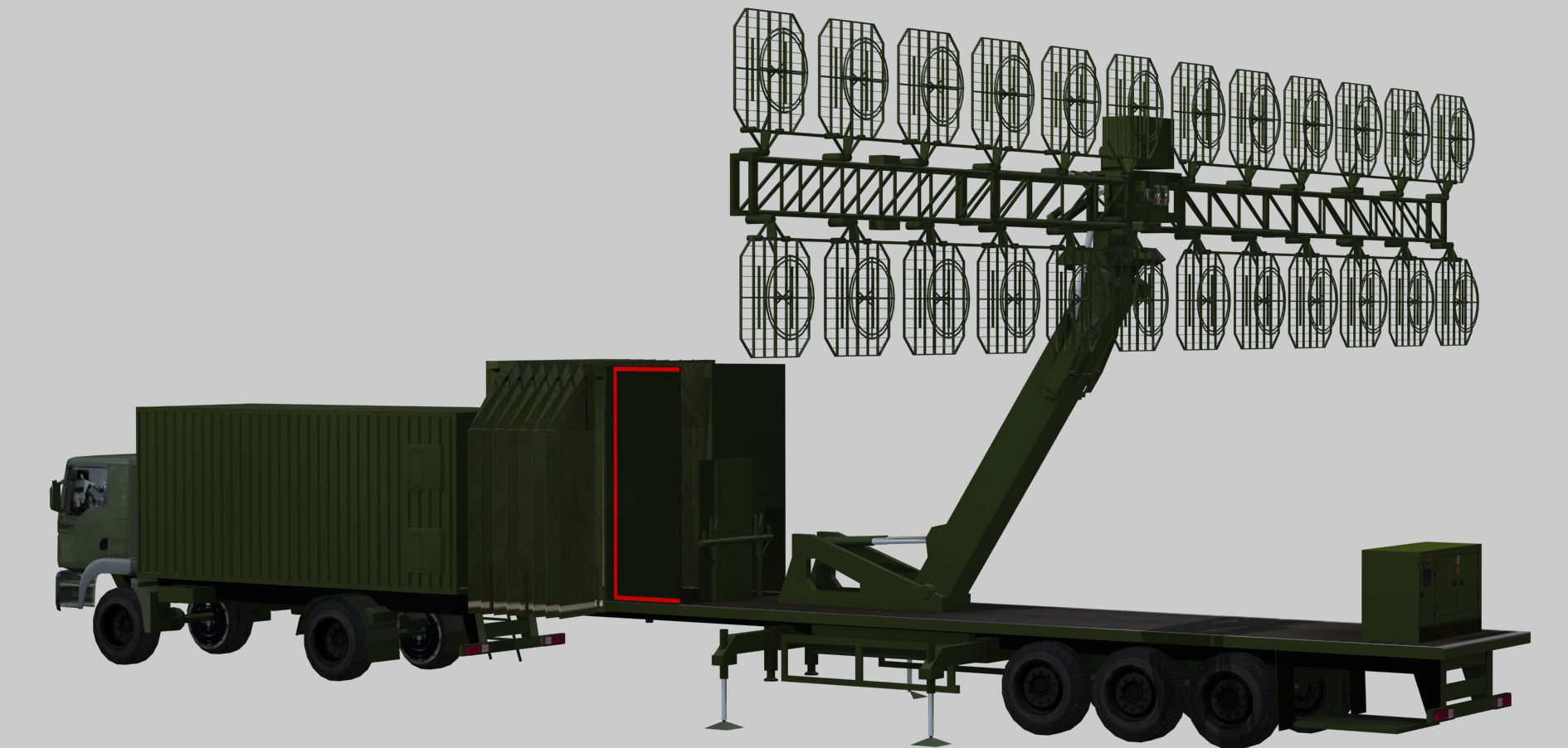 AMBER 1800 Ground-based mobile VHF-band radar Low-poly 3D model_13