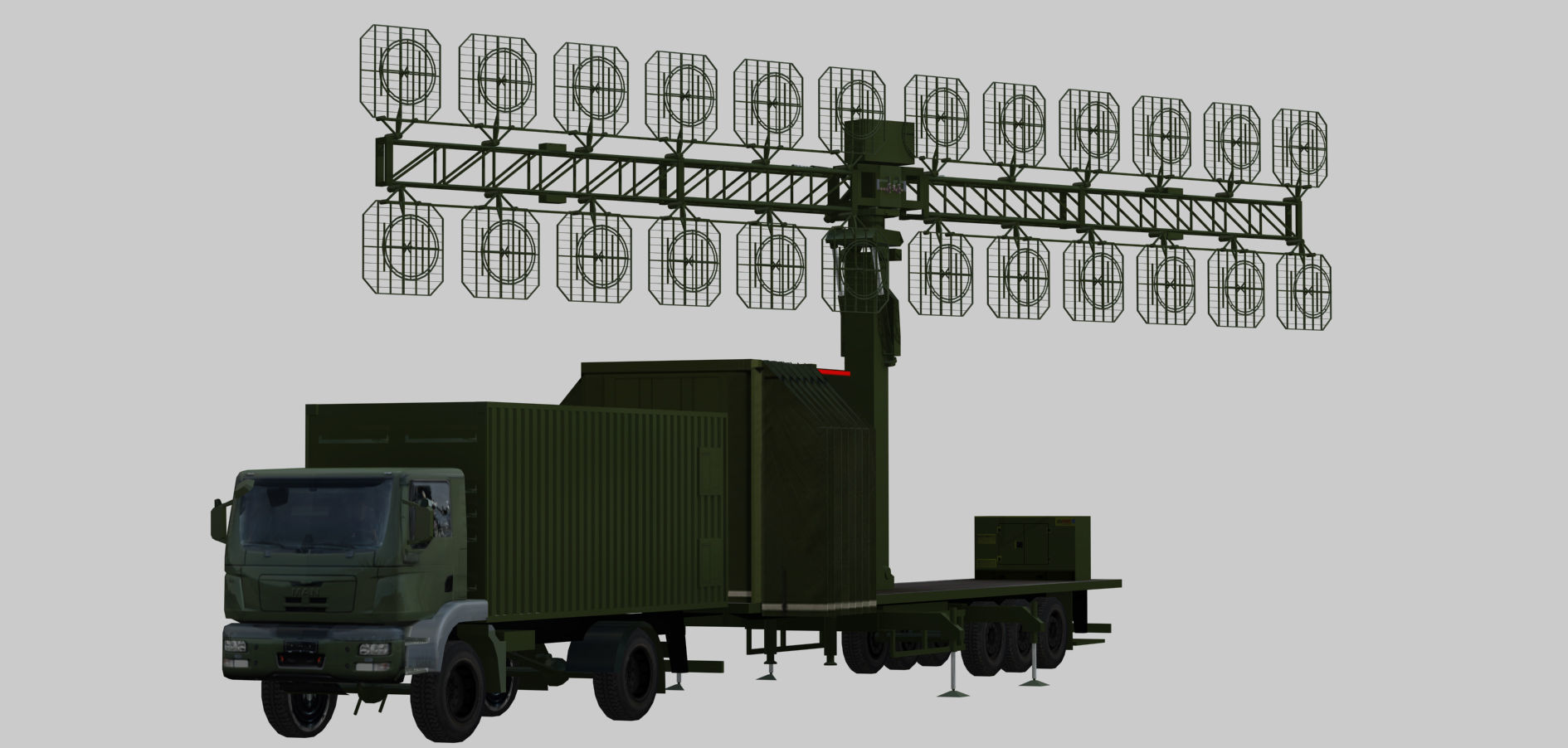 AMBER 1800 Ground-based mobile VHF-band radar Low-poly 3D model_6
