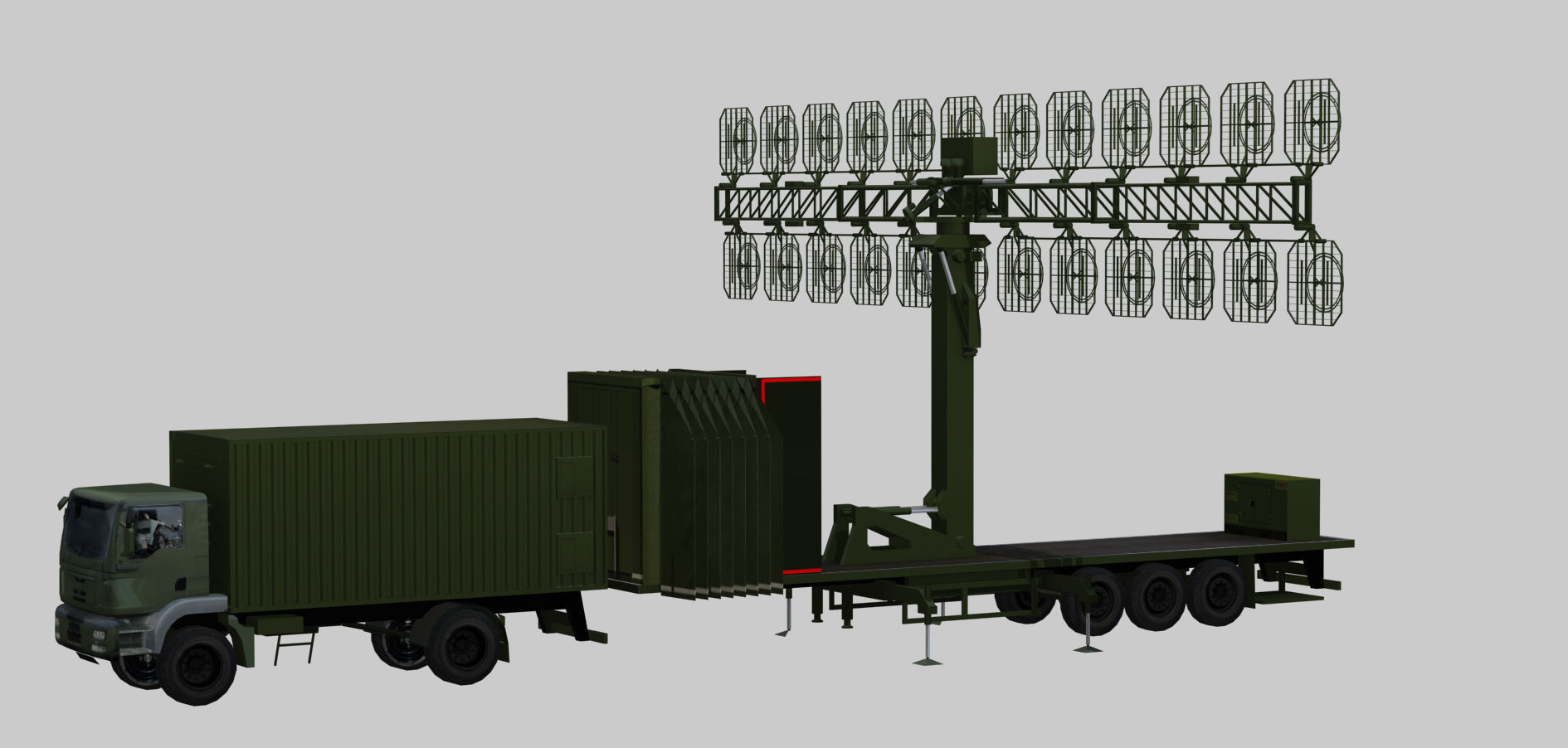 AMBER 1800 Ground-based mobile VHF-band radar Low-poly 3D model_14