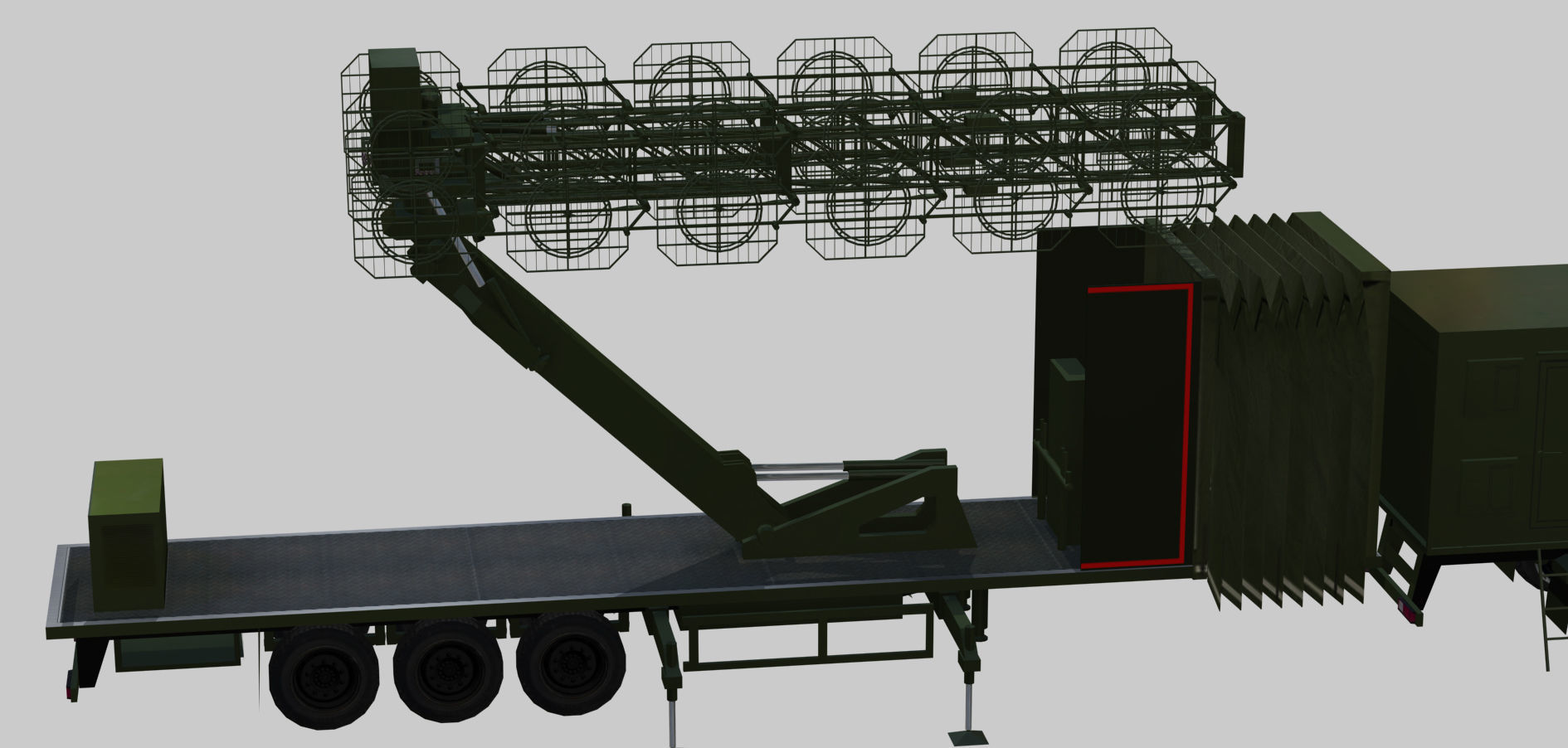 AMBER 1800 Ground-based mobile VHF-band radar Low-poly 3D model_8