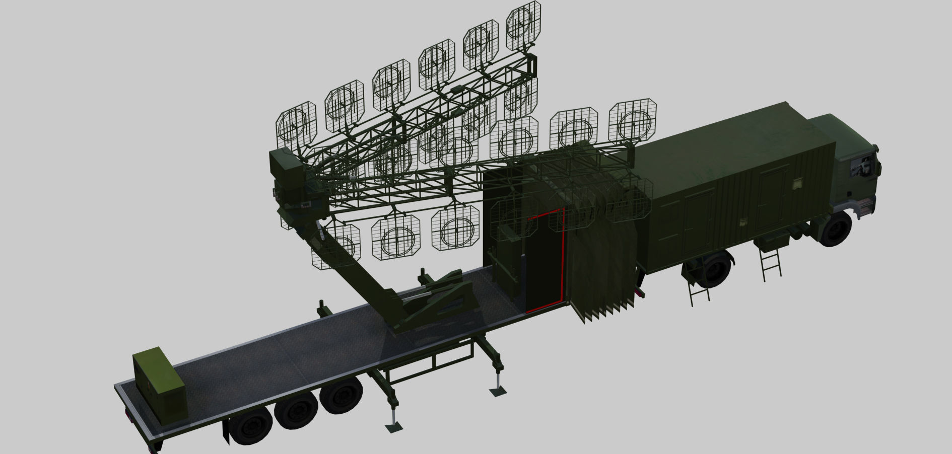 AMBER 1800 Ground-based mobile VHF-band radar Low-poly 3D model_5