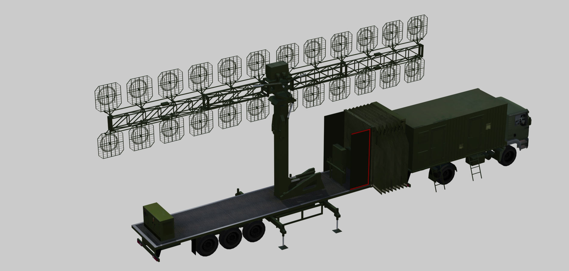 AMBER 1800 Ground-based mobile VHF-band radar Low-poly 3D model_4