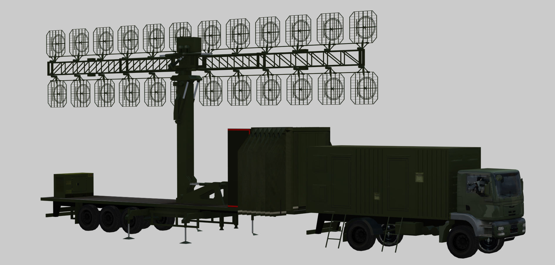 AMBER 1800 Ground-based mobile VHF-band radar Low-poly 3D model_3