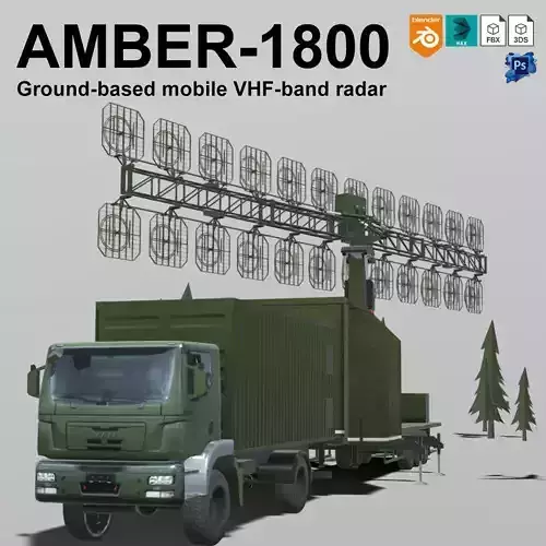 AMBER 1800 Ground-based mobile VHF-band radar Low-poly 3D model