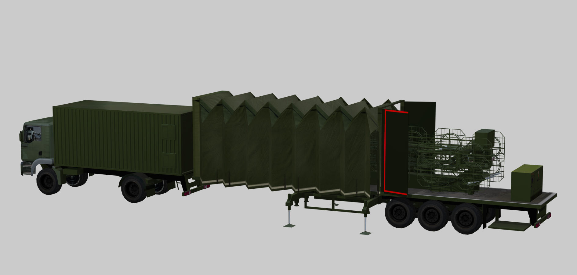 AMBER 1800 Ground-based mobile VHF-band radar Low-poly 3D model_9