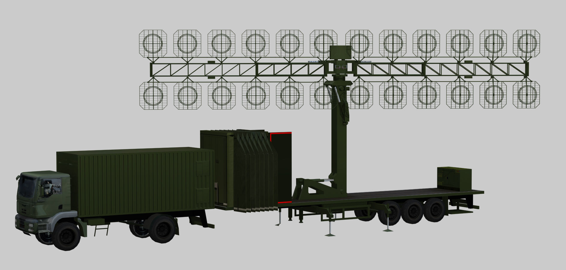 AMBER 1800 Ground-based mobile VHF-band radar Low-poly 3D model_7