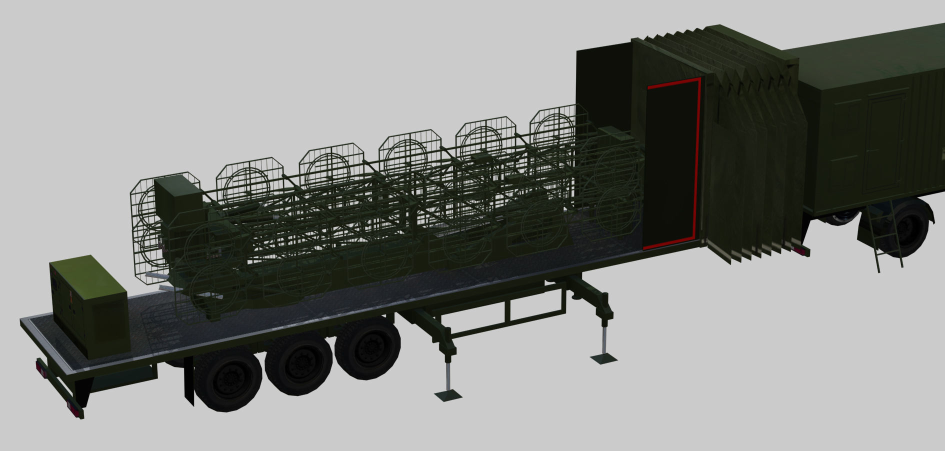 AMBER 1800 Ground-based mobile VHF-band radar Low-poly 3D model_10