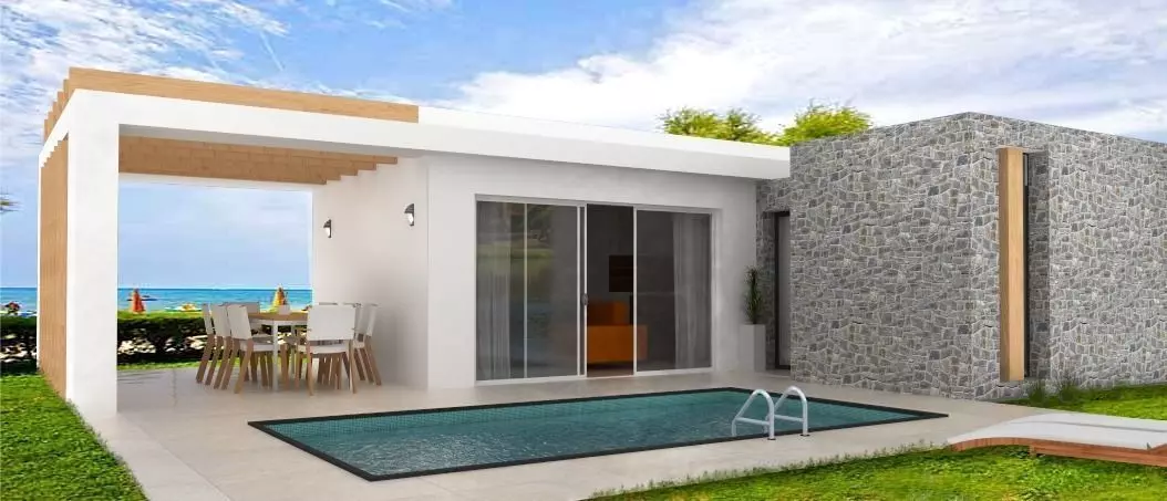 modern house with pool- Mediterranean style Free low-poly 3D model