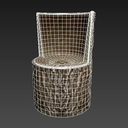 Wooden Trunk Chair Low-poly 3D model_10