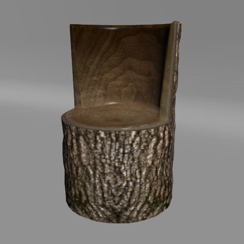 Wooden Trunk Chair Low-poly 3D model_14