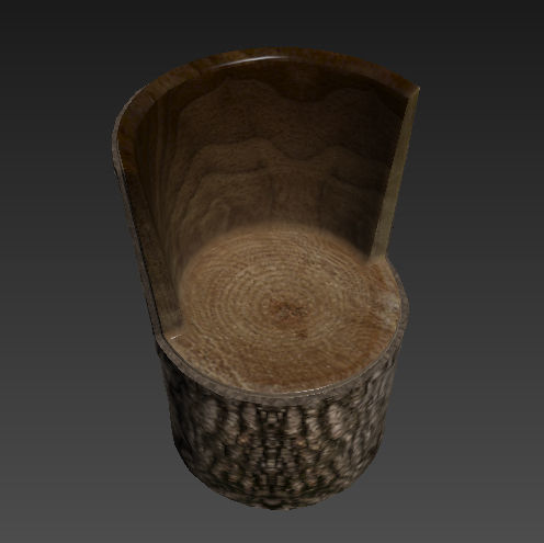 Wooden Trunk Chair Low-poly 3D model_9