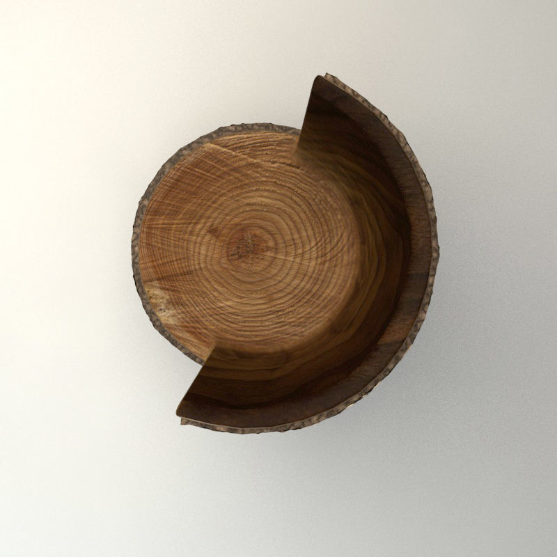 Wooden Trunk Chair Low-poly 3D model_2