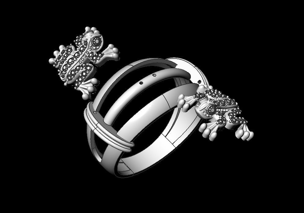 Frog  ring  3D print model_5