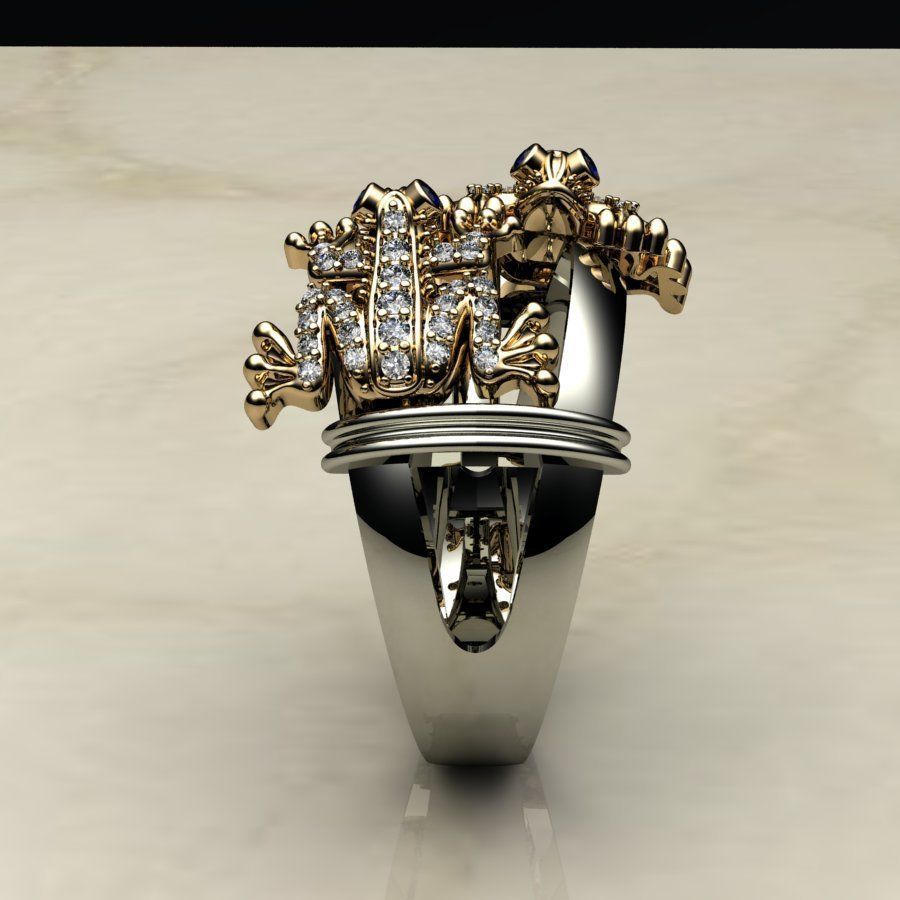 Frog  ring  3D print model_3