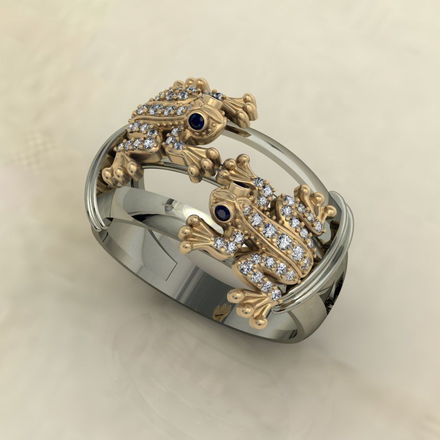 Frog  ring  3D print model_4