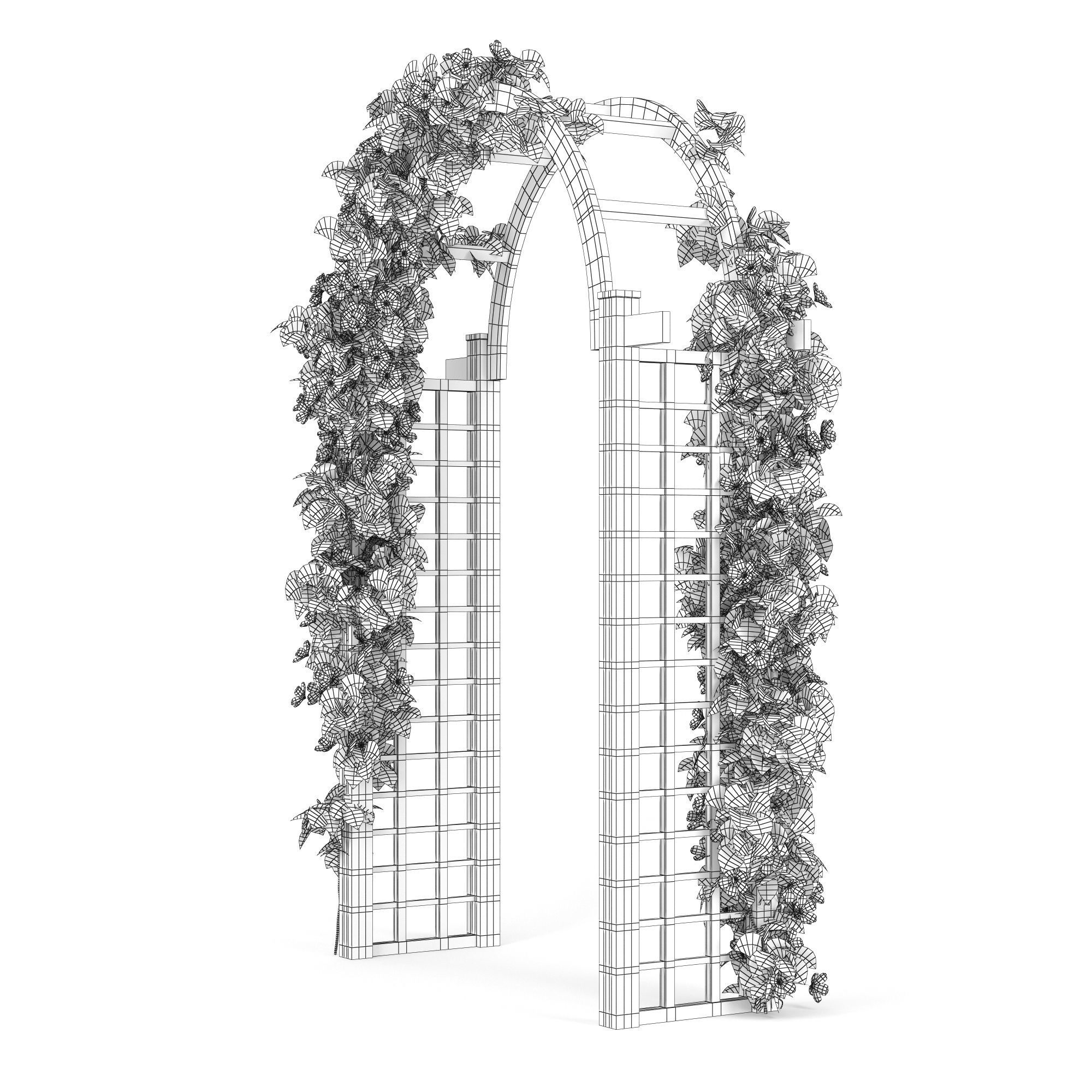 Convolvulus wedding arch with flowers 3D model_5