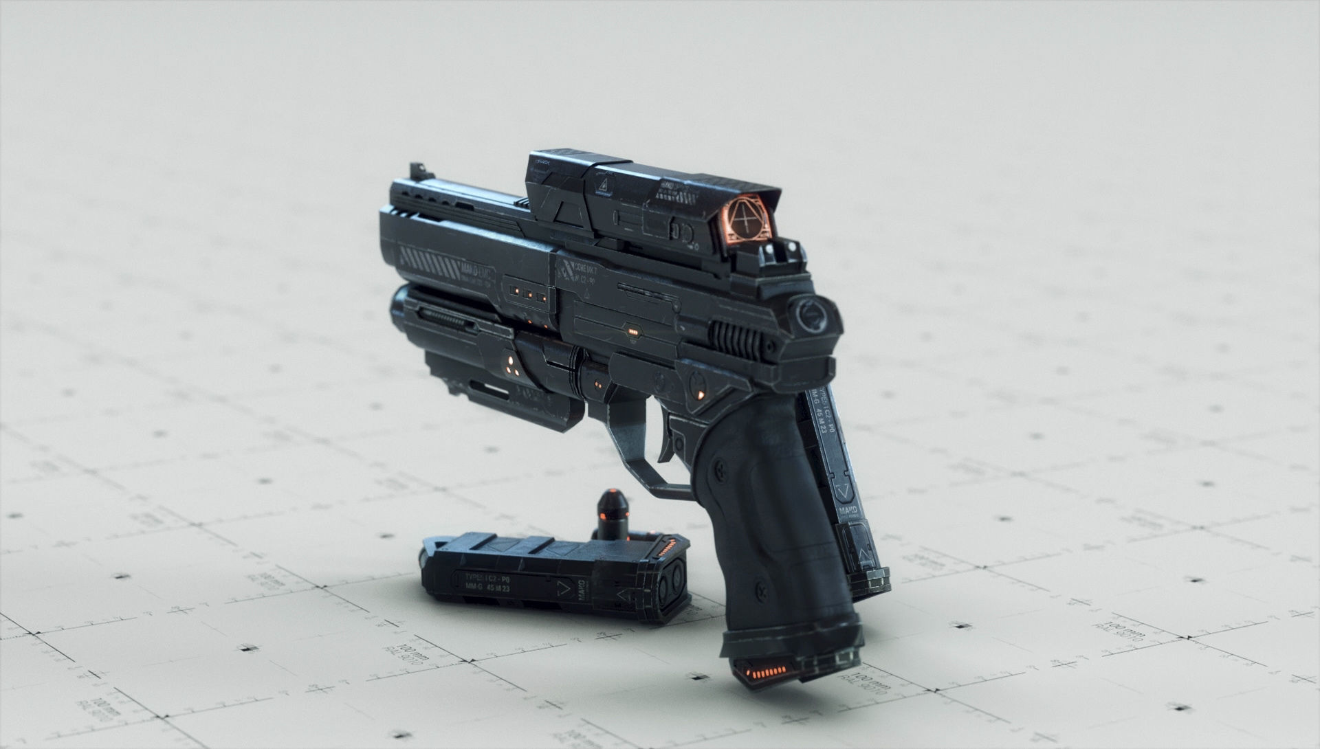 Gun SciFi - PBR 3D Asset Kit Low-poly 3D model_14