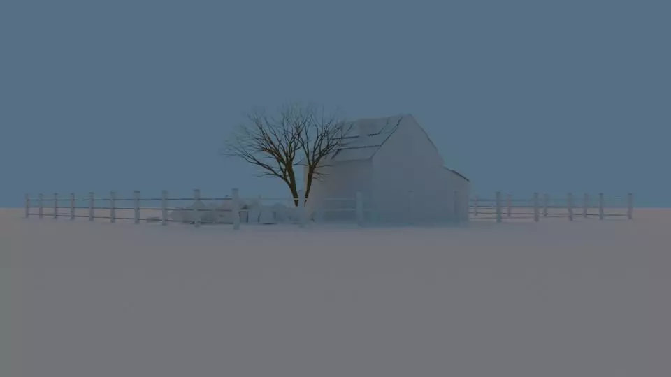 house with cottage Low-poly 3D model_0