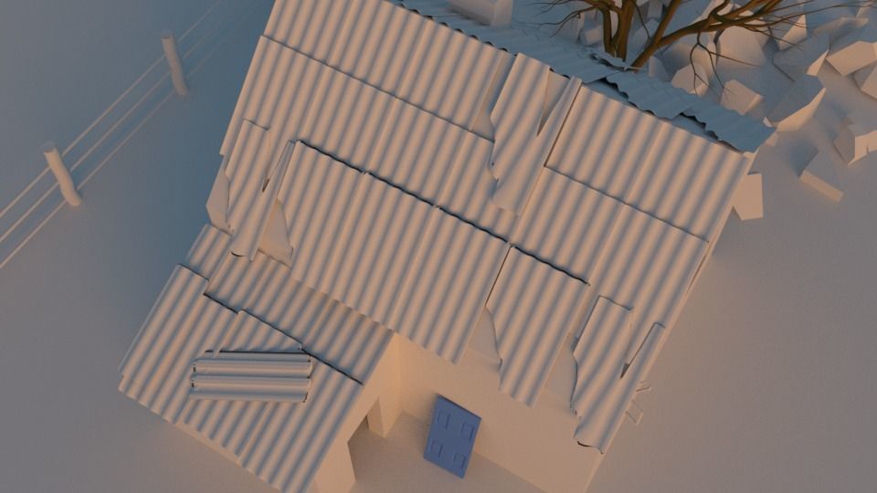 house with cottage Low-poly 3D model_2