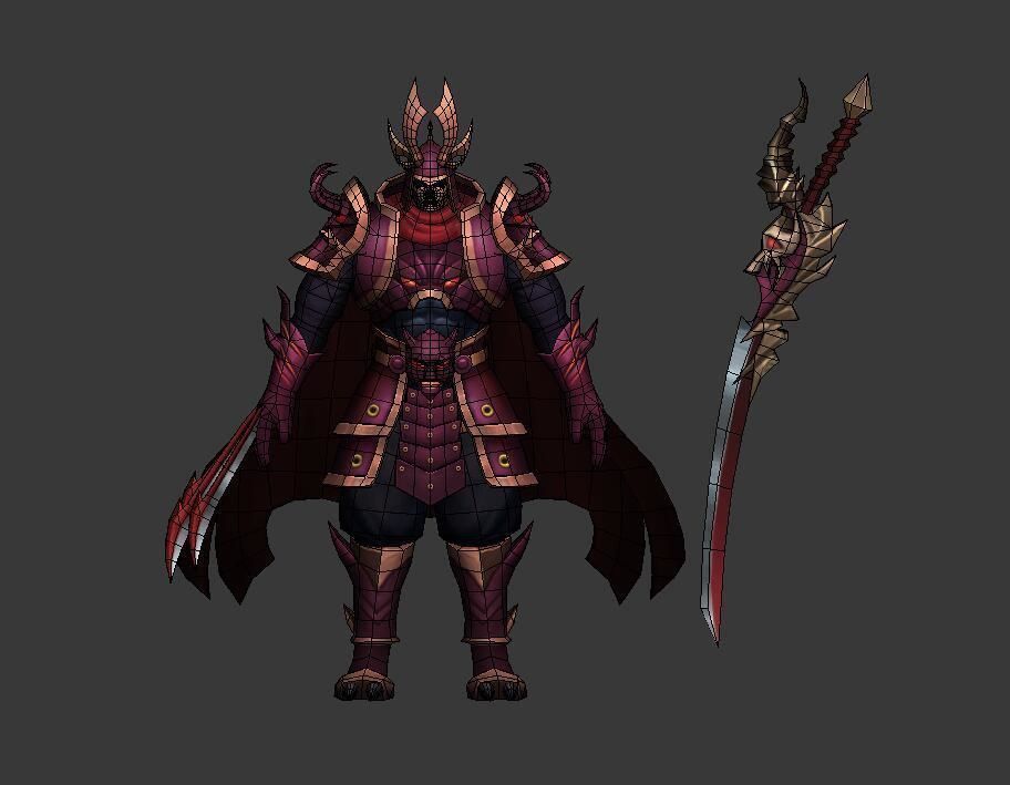 Ninja    warrior Low-poly 3D model_4