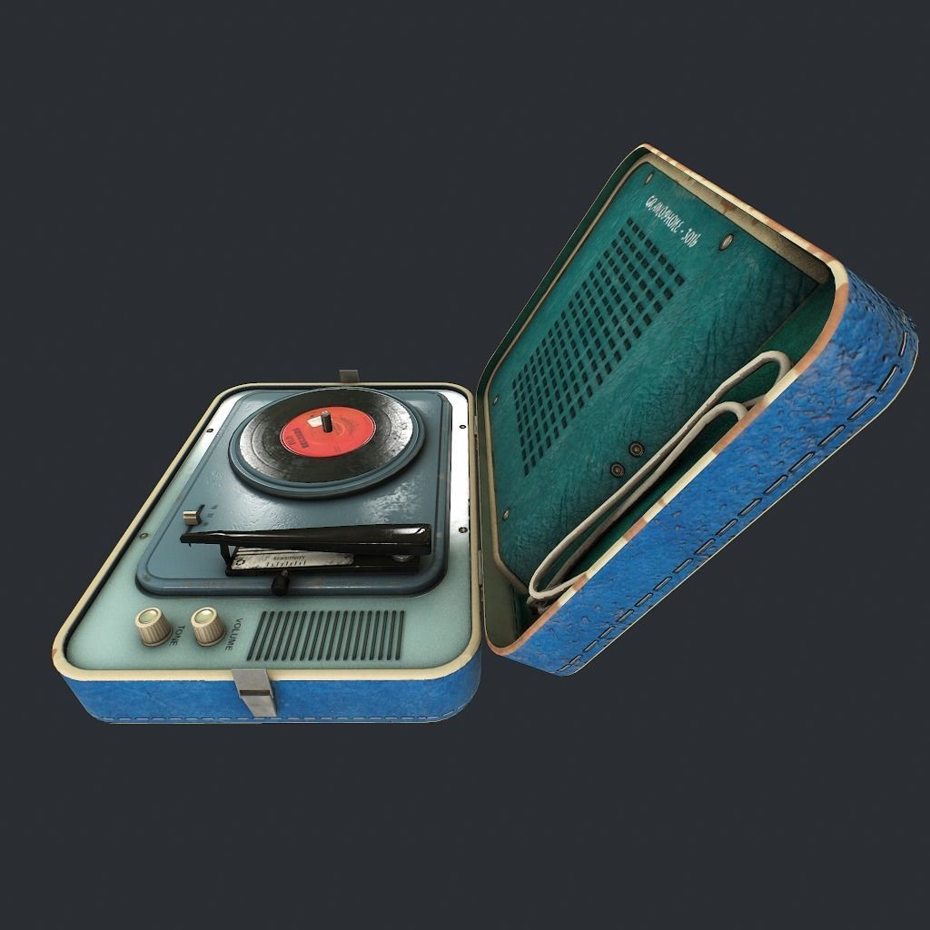 Old Gramophone Low-poly 3D model_3