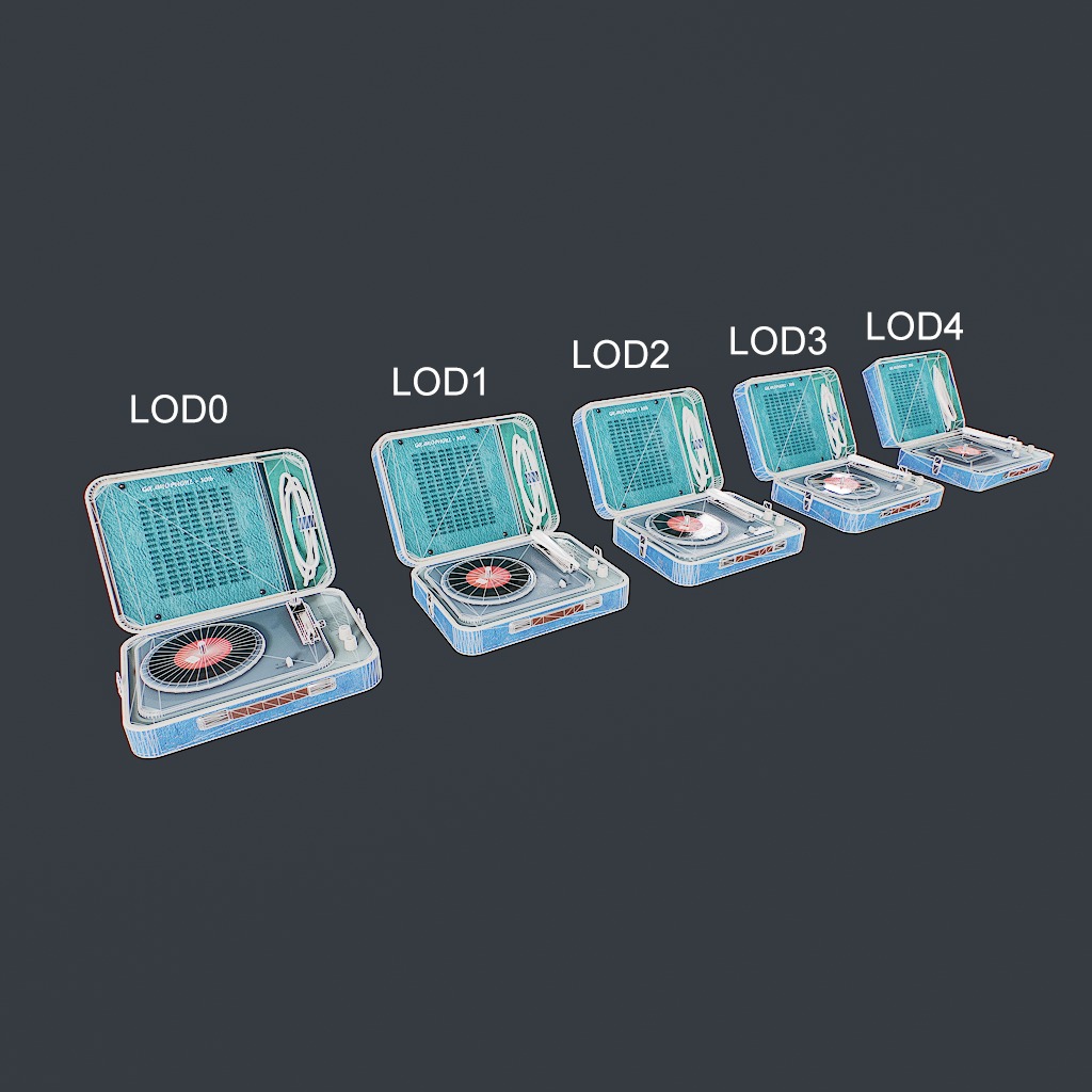 Old Gramophone Low-poly 3D model_14