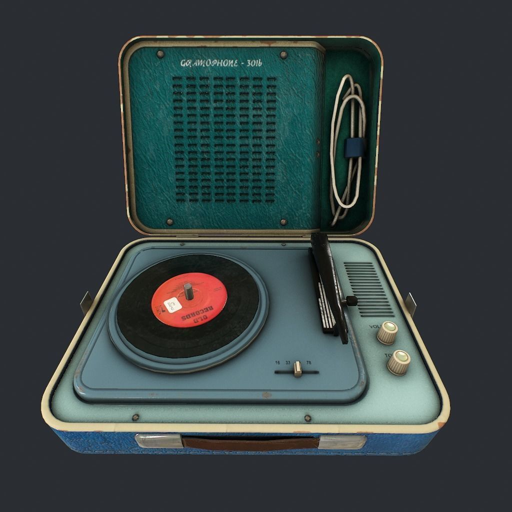 Old Gramophone Low-poly 3D model_6