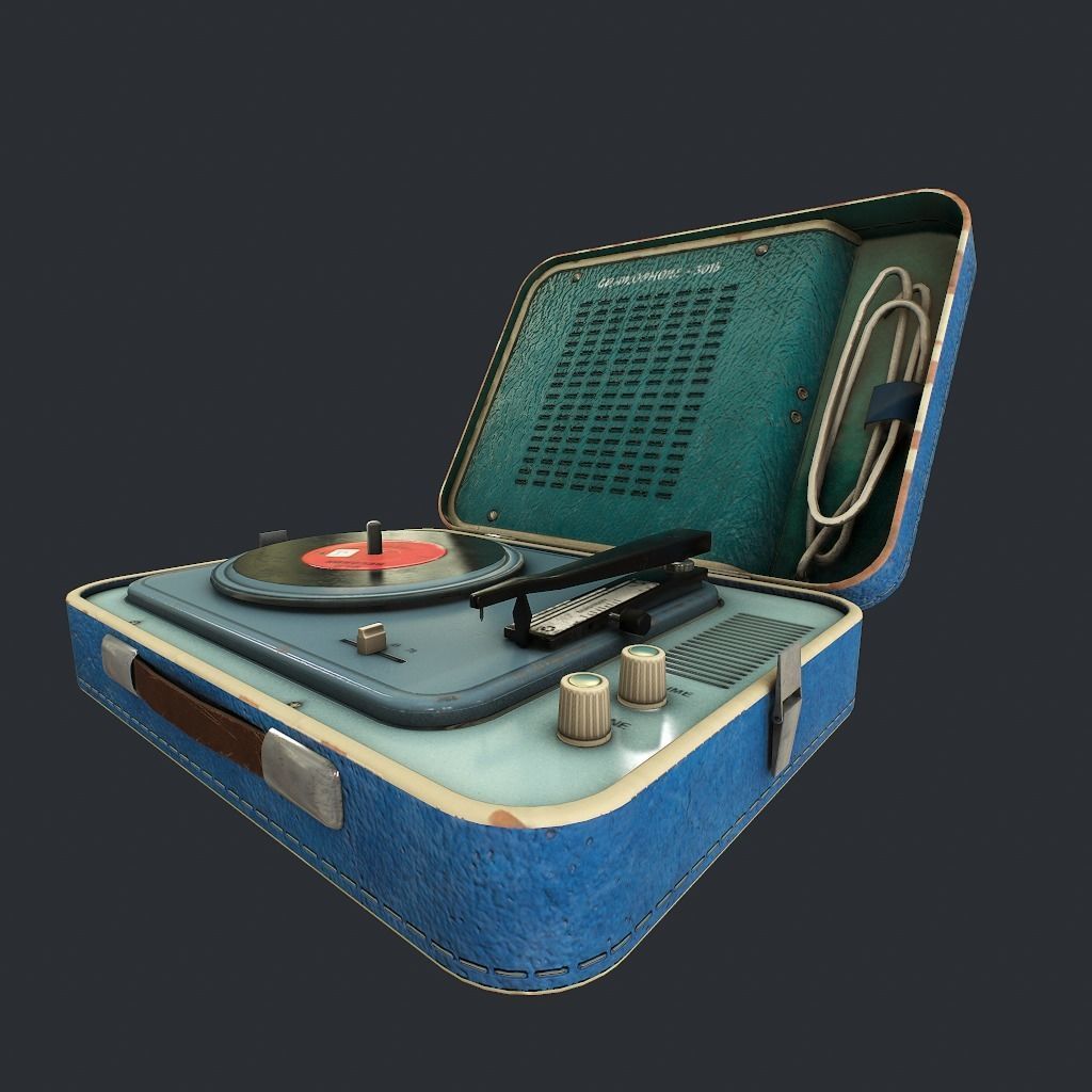 Old Gramophone Low-poly 3D model_7