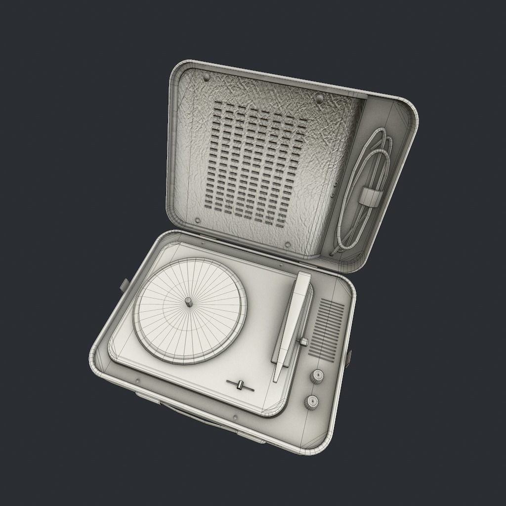 Old Gramophone Low-poly 3D model_17