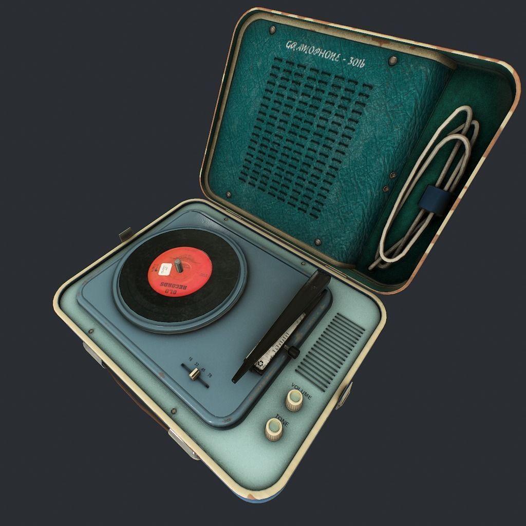Old Gramophone Low-poly 3D model_5