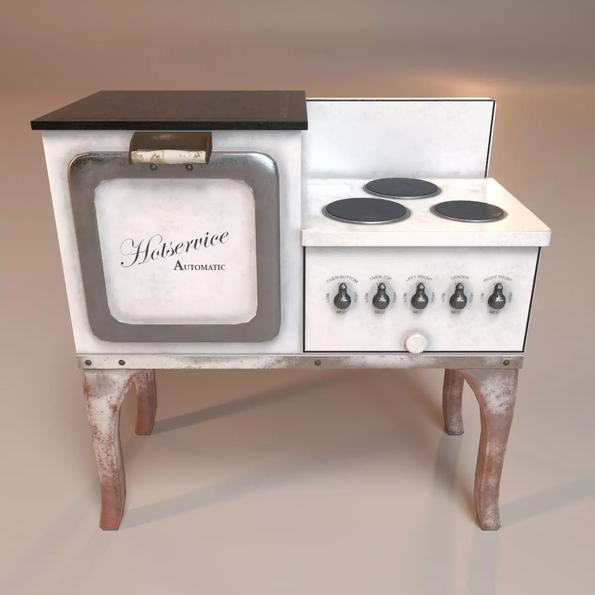 PBR Vintage Stove Low-poly 3D model_0